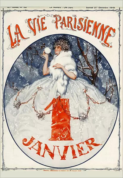 La Vie Parisienne 1919 1910s France Leo Pontan magazines new years day snow winter