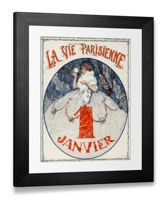 Framed Print : La Vie Parisienne 1919 1910s France Leo Pontan magazines new years day snow winter Framed Print : La Vie Parisienne 1919 1910s France Leo Pontan magazines new years day snow winter