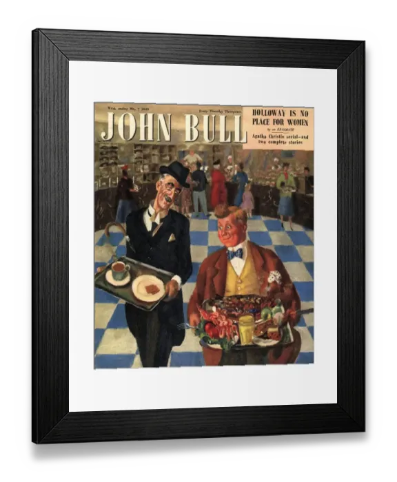 Framed Print : John Bull 1949 1940s UK diets slimming weight loss magazines