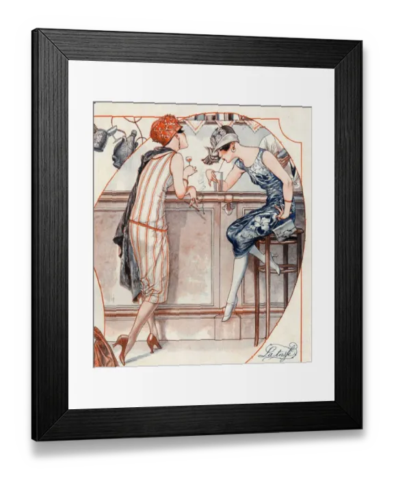 Framed Print : La Vie Parisienne 1925 1920s France girls drinking bars gossiping chatting cocktails