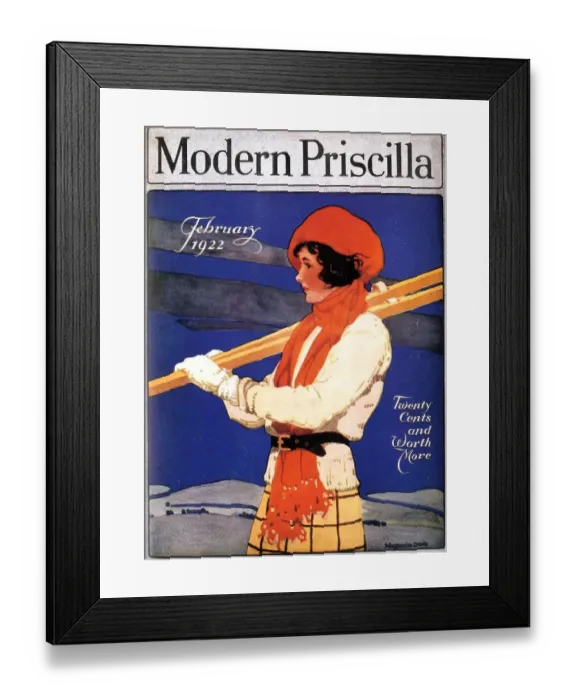 Framed Print : Modern Priscilla 1922 1920s USA winter sport skiing magazines Framed Print : Modern Priscilla 1922 1920s USA winter sport skiing magazines