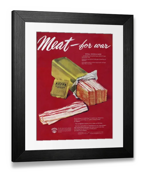 Framed Print : American Meat Institute 1950s USA bacon rashers Framed Print : American Meat Institute 1950s USA bacon rashers