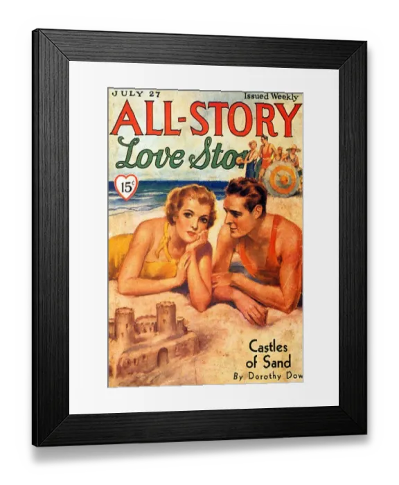 Framed Print : All-Story 1920s USA holidays love sand-castles sandcastles magazines Framed Print : All-Story 1920s USA holidays love sand-castles sandcastles magazines