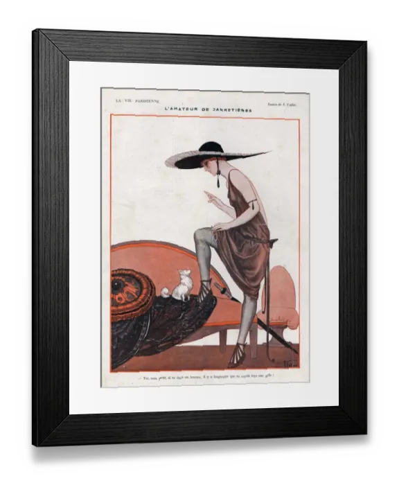 Framed Print : La Vie Parisienne 1922 1920s France Vallee womens hats dogs illustrations dog Framed Print : La Vie Parisienne 1922 1920s France Vallee womens hats dogs illustrations dog