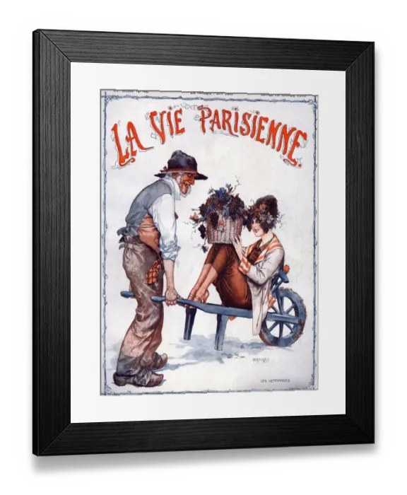 Framed Print : La Vie Parisienne 1919 1910s France illustrations magazines wheelbarrows berries gardens Framed Print : La Vie Parisienne 1919 1910s France illustrations magazines wheelbarrows berries gardens