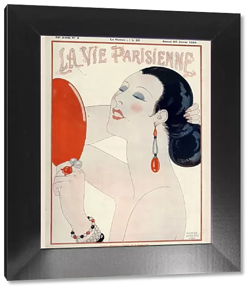 La Vie Parisienne 1919 1910s France George Barbier magazines mirrors earrings vanity