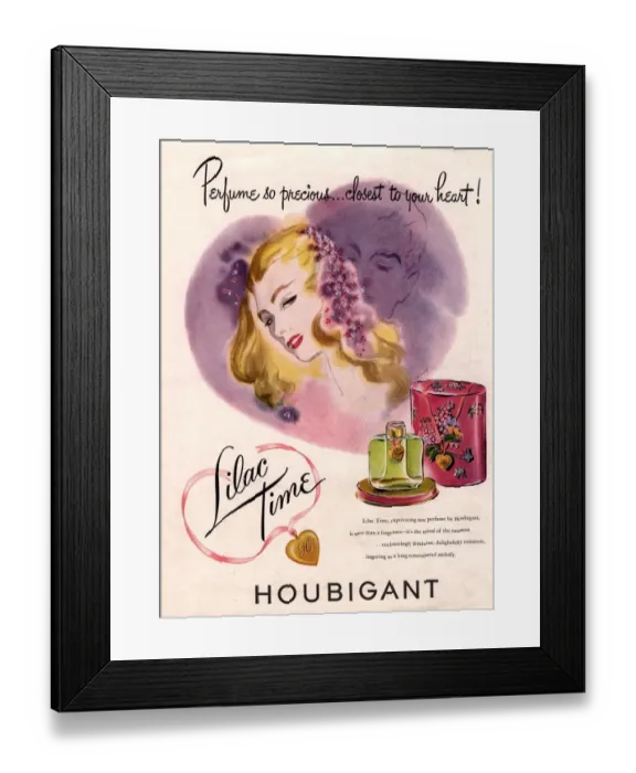 Framed Print : 1940s USA houbigant lilac time womens Framed Print : 1940s USA houbigant lilac time womens