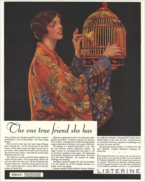 Listerine 1920s USA bad breath fresheners humour bird cage cages mouthwash