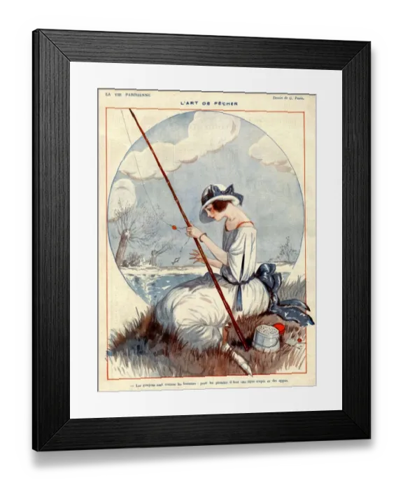 Framed Print : La Vie Parisienne 1922 1920s France Georges Pavis illustrations woman women fishing Framed Print : La Vie Parisienne 1922 1920s France Georges Pavis illustrations woman women fishing