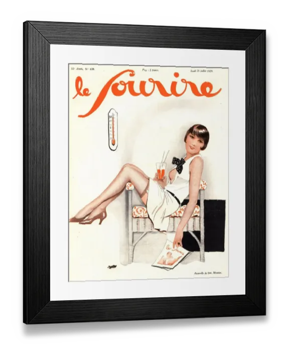Framed Print : Le Sourire 1929 1920s France seasons erotica heat hot summer womens magazines Framed Print : Le Sourire 1929 1920s France seasons erotica heat hot summer womens magazines
