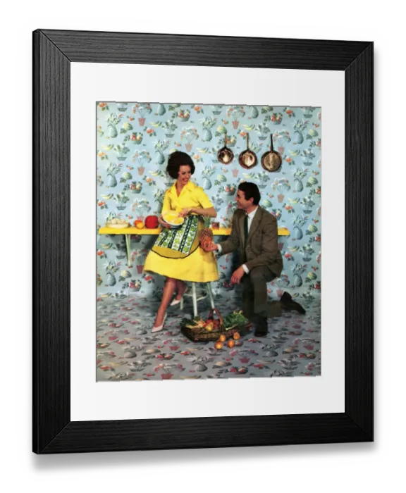 Framed Print : The Wallpaper Manufacturers Limited 1960s UK humour wallpaper pineapples housewives