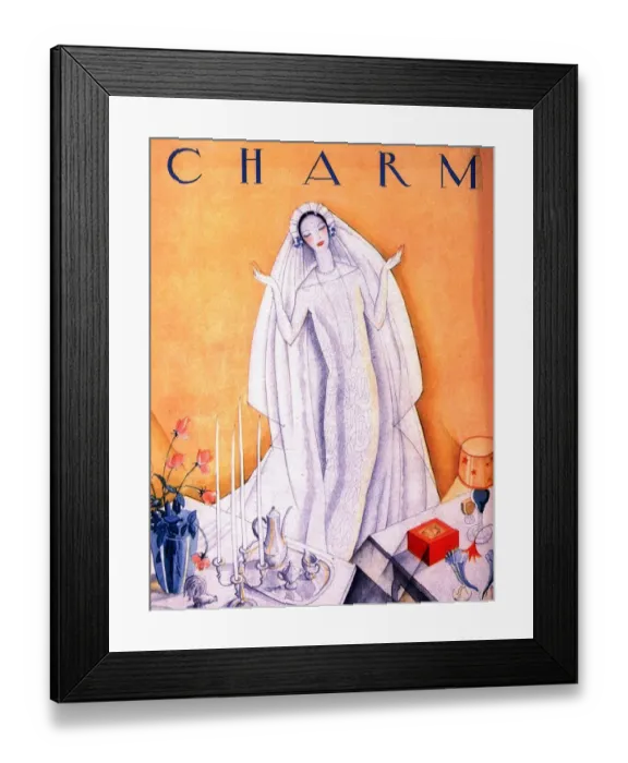 Framed Print : 1930s USA marriages brides charm magazines