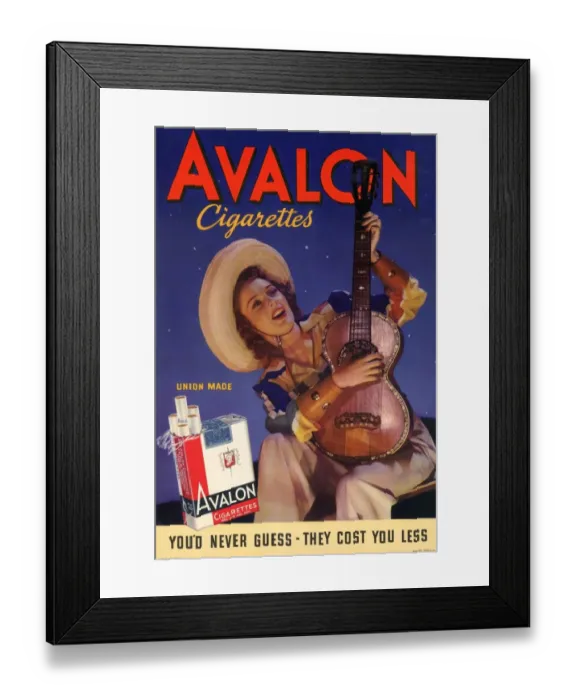 Framed Print : Avalon 1940s USA cigarettes smoking guitars instruments Framed Print : Avalon 1940s USA cigarettes smoking guitars instruments