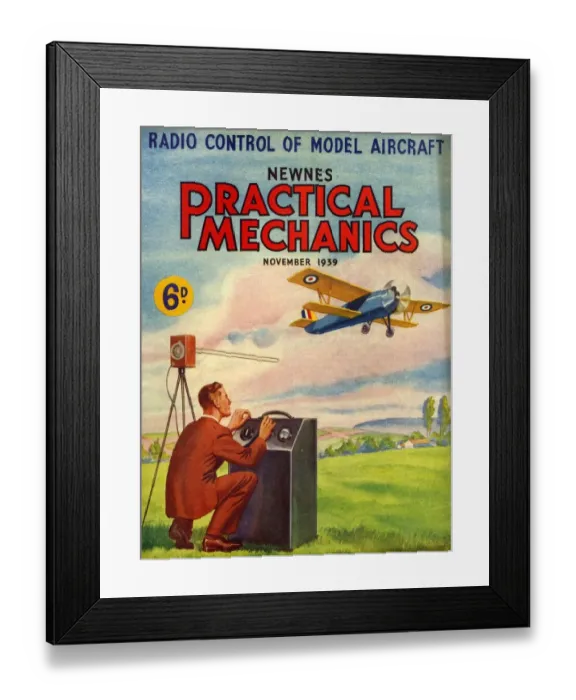Framed Print : Practical Mechanics 1939 1930s UK magazines model aeroplanes remote control flying Framed Print : Practical Mechanics 1939 1930s UK magazines model aeroplanes remote control flying