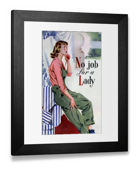 Framed Print : John Bull 1950s UK telephones womens story illustrations Framed Print : John Bull 1950s UK telephones womens story illustrations