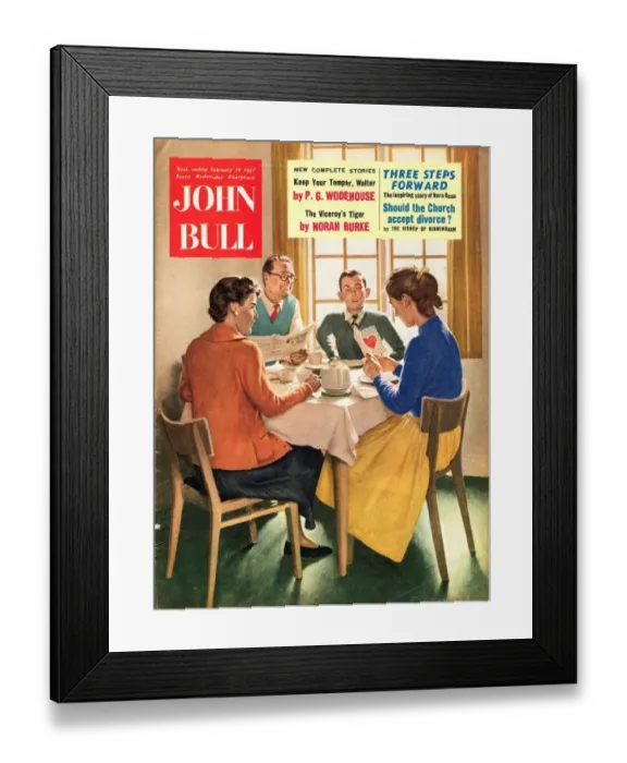 Framed Print : John Bull 1950s UK love valentines day cards magazines valentines Framed Print : John Bull 1950s UK love valentines day cards magazines valentines