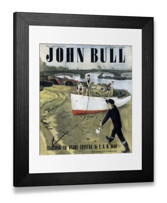 Framed Print : John Bull 1947 1940s UK nautical fishing boats magazines