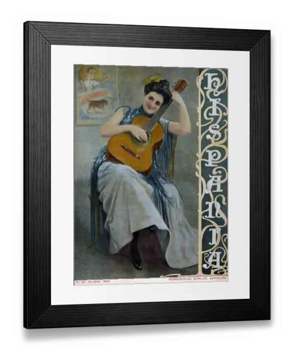 Framed Print : Hispania 1900 1900s Spain cc magazines guitars playing instruments musical Framed Print : Hispania 1900 1900s Spain cc magazines guitars playing instruments musical