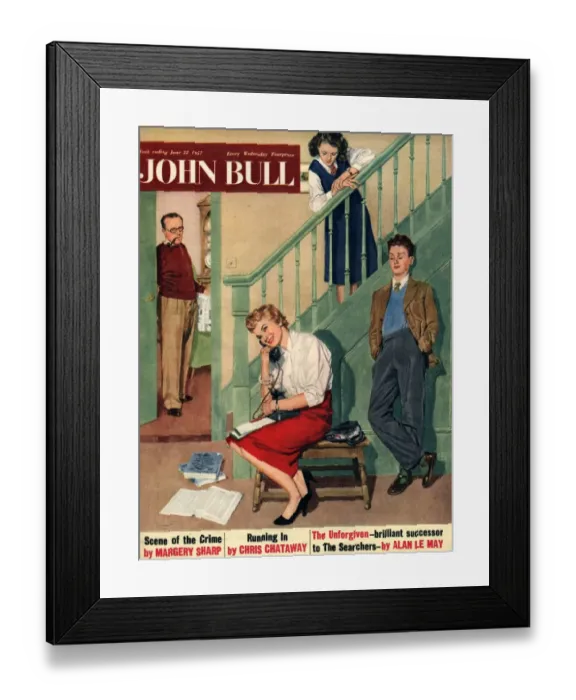 Framed Print : John Bull 1957 1950s UK magazines chatting talking family Framed Print : John Bull 1957 1950s UK magazines chatting talking family
