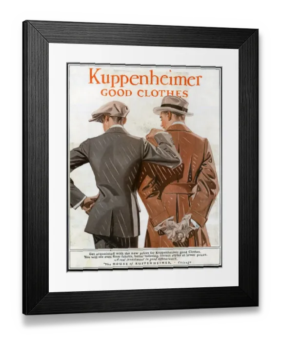 Framed Print : Kuppenheimer 1910 1910s USA Leyendecker mens suits Framed Print : Kuppenheimer 1910 1910s USA Leyendecker mens suits