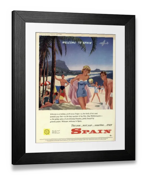 Framed Print : 1958 1950s UK holidays spain holidays costa del sol destinations Framed Print : 1958 1950s UK holidays spain holidays costa del sol destinations