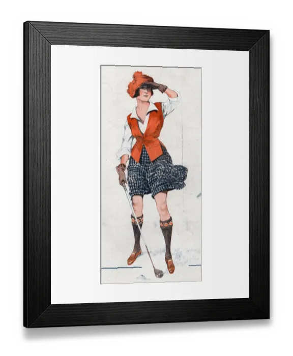 Framed Print : Le Sourire 1919 1910s France golf womens illustrations