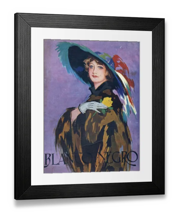 Framed Print : Blanco y Negro 1932 1930s Spain cc magazines womens hats feathers