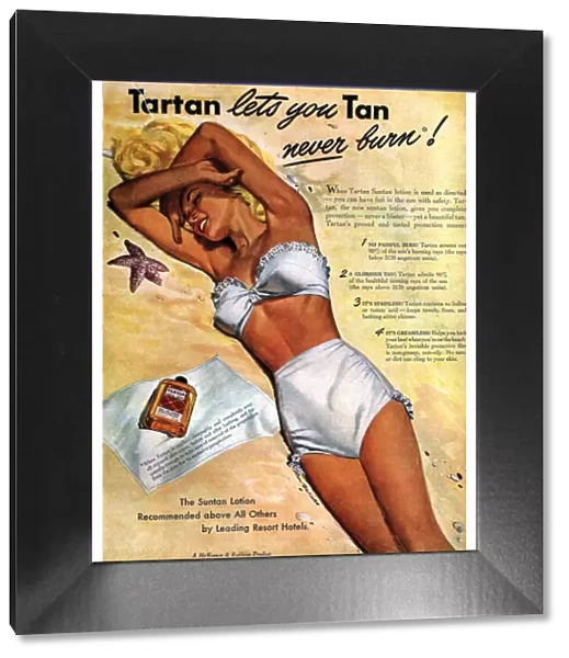 1940s USA tartan suntans sunbathing lotions swim suits swimwear swimming costumes