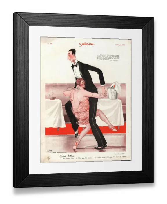Framed Print : Le Sourire 1926 1920s France black bottom humour evening-dress odd little and large Framed Print : Le Sourire 1926 1920s France black bottom humour evening-dress odd little and large
