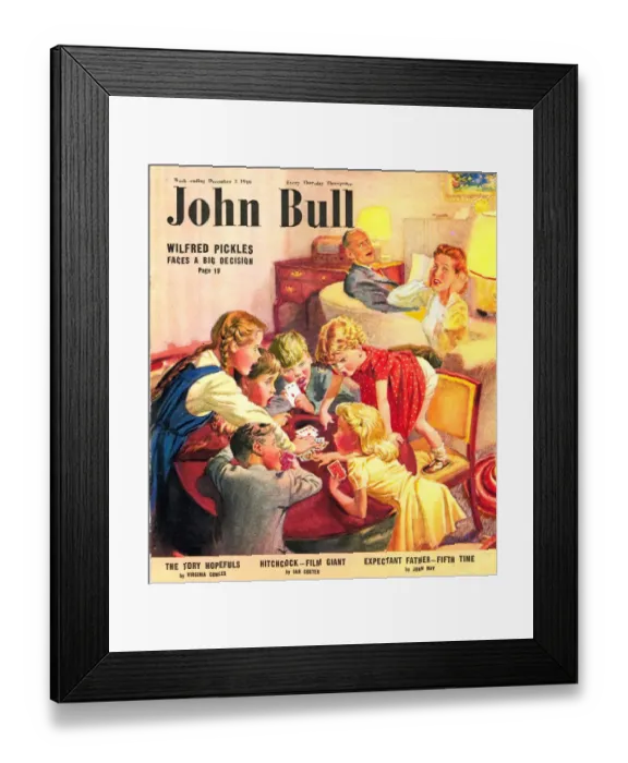 Framed Print : John Bull 1949 1940s UK games fighting arguing snap cards playing siblingss arguments Framed Print : John Bull 1949 1940s UK games fighting arguing snap cards playing siblingss arguments