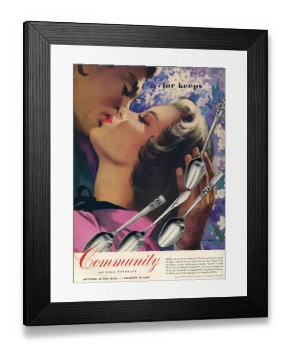 Framed Print : Community Cutlery 1951 1950s USA kissing kisses Framed Print : Community Cutlery 1951 1950s USA kissing kisses