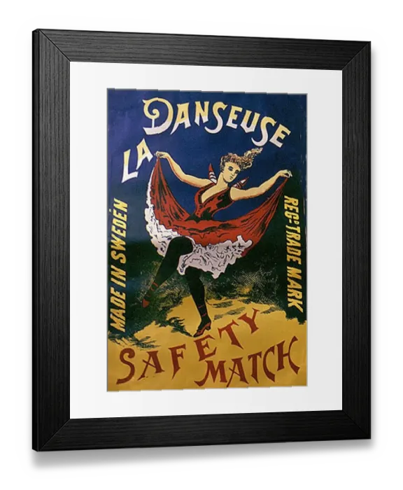 Framed Print : La Danseuse 1920s France mcitnt matchbox covers safety matches Framed Print : La Danseuse 1920s France mcitnt matchbox covers safety matches