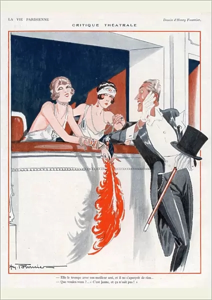 La Vie Parisienne 1924 1920s France H Fournier illustrations boxes feathers mens