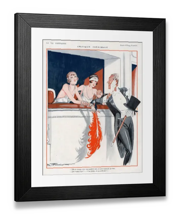 Framed Print : La Vie Parisienne 1924 1920s France H Fournier illustrations boxes feathers mens Framed Print : La Vie Parisienne 1924 1920s France H Fournier illustrations boxes feathers mens