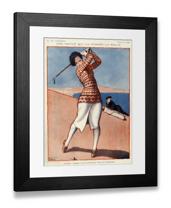 Framed Print : La Vie Parisienne 1924 1920s France A Vallee illustrations womens golf Framed Print : La Vie Parisienne 1924 1920s France A Vallee illustrations womens golf