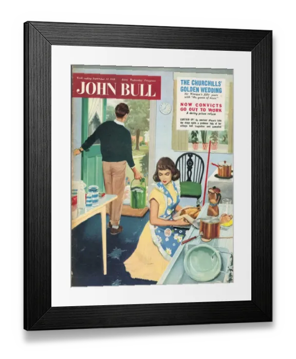 Framed Print : John Bull 1958 1950s UK cooking sunday lunch housewife housewives woman women in Framed Print : John Bull 1958 1950s UK cooking sunday lunch housewife housewives woman women in
