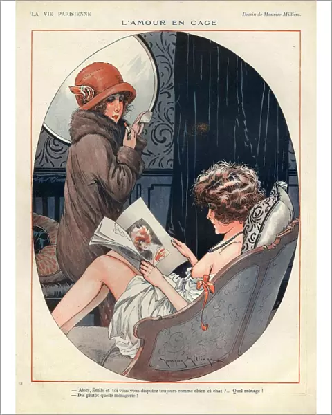 La Vie Parisienne 1924 1920s France cc reading erotica applying lipstick