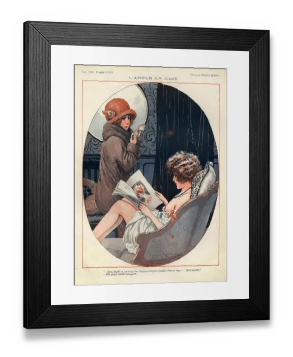 Framed Print : La Vie Parisienne 1924 1920s France cc reading erotica applying lipstick Framed Print : La Vie Parisienne 1924 1920s France cc reading erotica applying lipstick