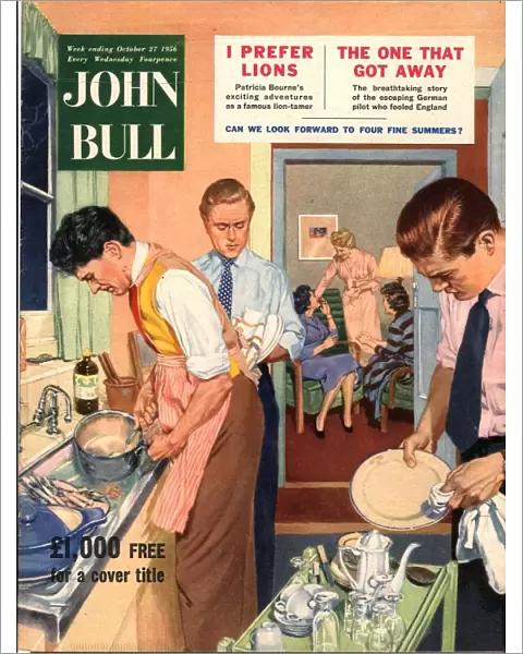 John Bull 1956 1950s UK washing up dishes kitchens househusbands husbands wives man