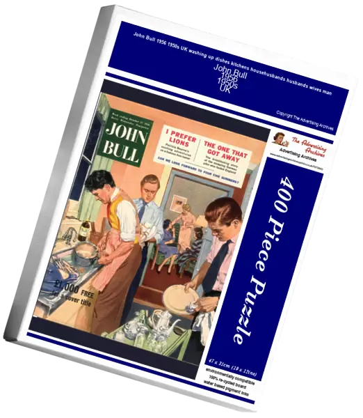 John Bull 1956 1950s UK washing up dishes kitchens househusbands husbands wives man