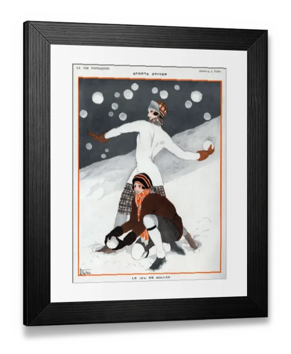 Framed Print : La Vie Parisienne 1923 1920s France A Vallee illustrations snowballs winter weather Framed Print : La Vie Parisienne 1923 1920s France A Vallee illustrations snowballs winter weather