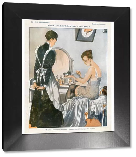 La Vie Parisienne 1916 1910s France cc maids applying makeup make-up powder dressing