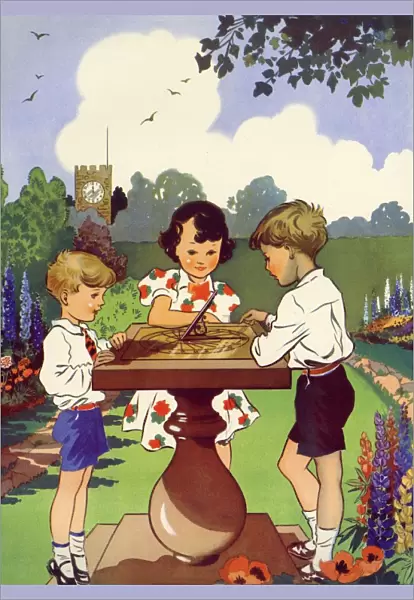 Infant School Illustrations 1950s UK sundials time Enid Blyton
