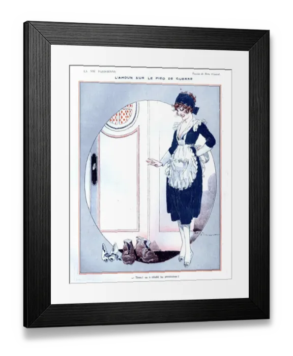 Framed Print : La Vie Parisienne 1910s France glamour erotica servants maids uniforms
