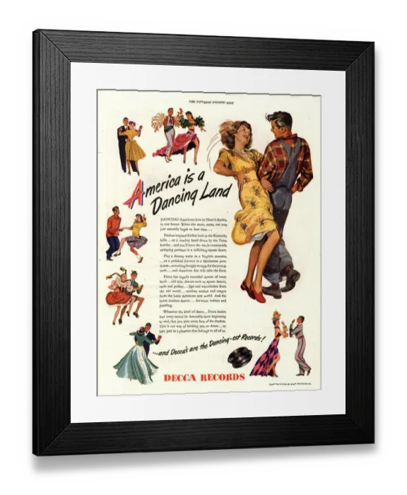 Framed Print : Decca Records 1940s USA dancing