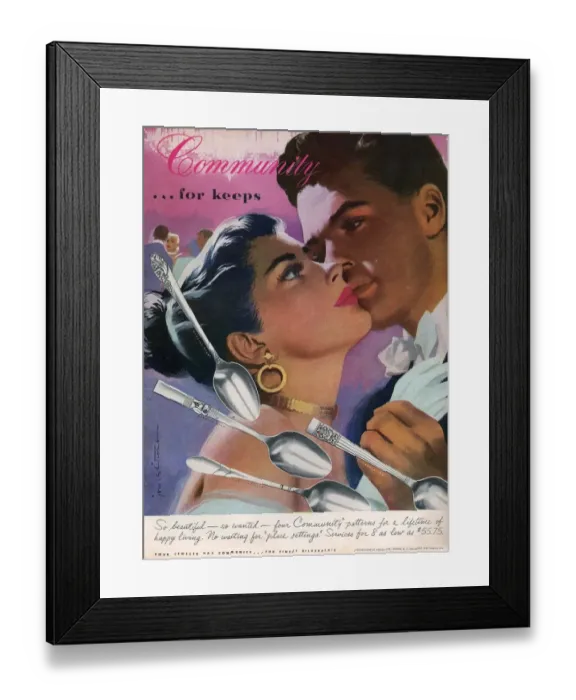 Framed Print : Community Cutlery 1952 1950s USA kissing kisses Framed Print : Community Cutlery 1952 1950s USA kissing kisses