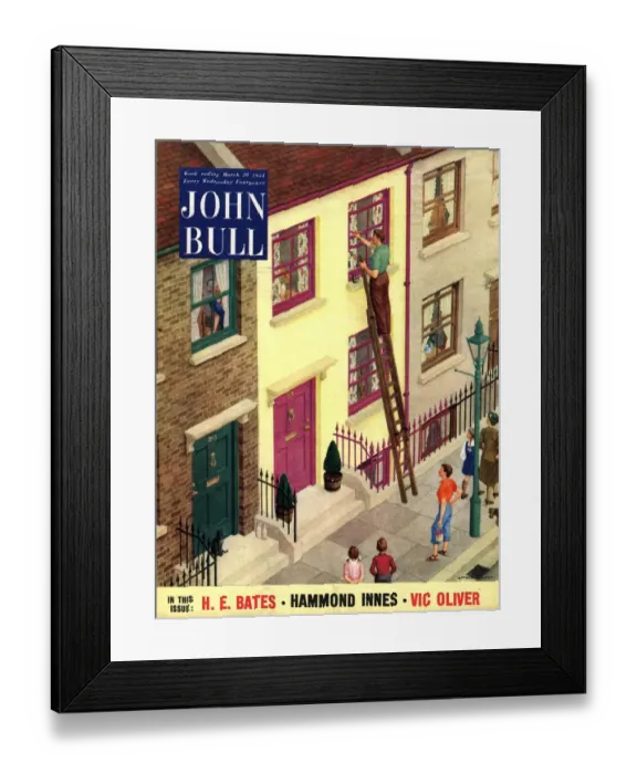 Framed Print : John Bull 1954 1950s UK suburbia painting decorating diy ladders magazines suburbs
