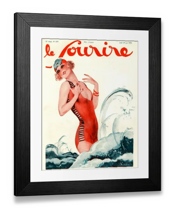 Framed Print : Le Sourire 1929 1920s France holidays glamour swimwear swim suits swimming costumes Framed Print : Le Sourire 1929 1920s France holidays glamour swimwear swim suits swimming costumes