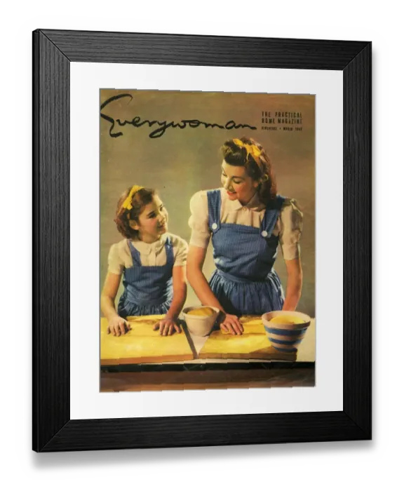 Framed Print : Everywoman 1943 1940s UK mothers and daughters housewives housewife homemakers baking Framed Print : Everywoman 1943 1940s UK mothers and daughters housewives housewife homemakers baking