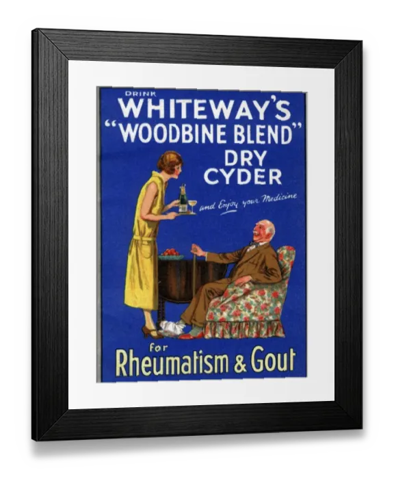 Framed Print : Whiteways 1920s UK whiteways cider rheumatism gout alcohol